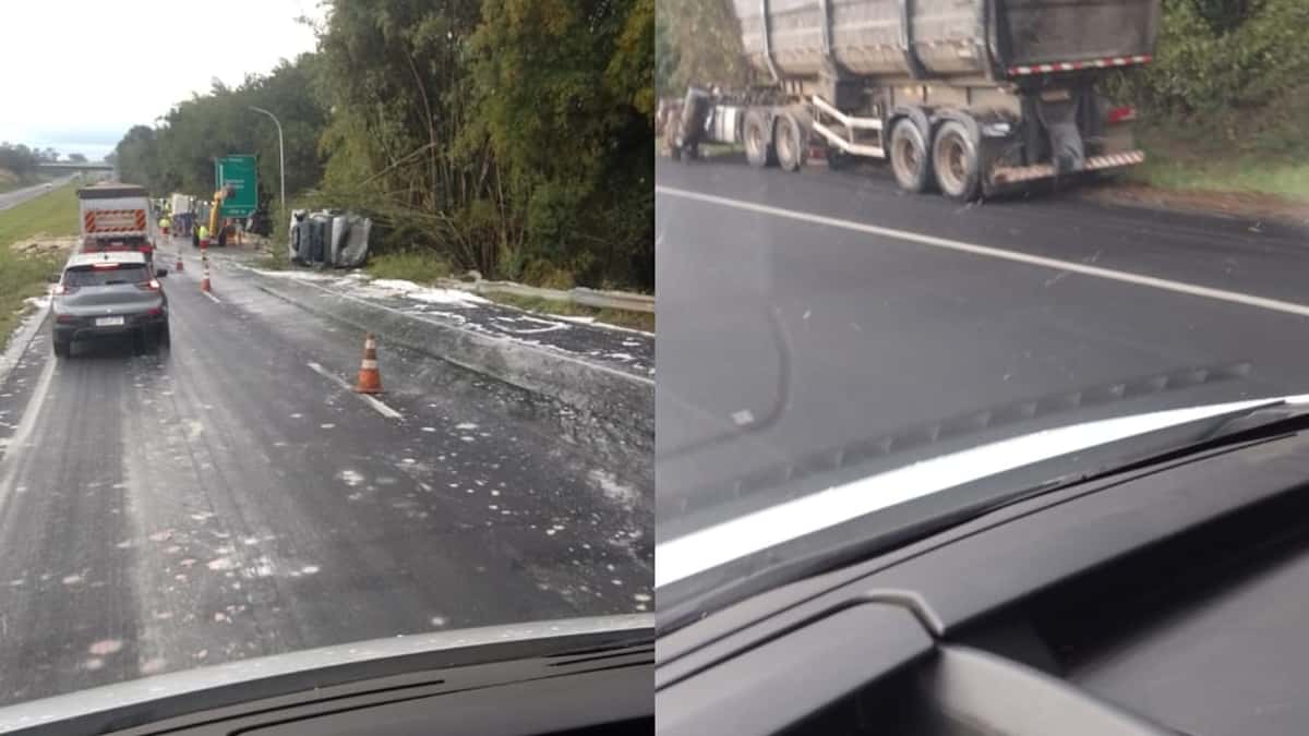 Grave batida entre carreta e caminhão fecha a Washington Luís em Catiguá