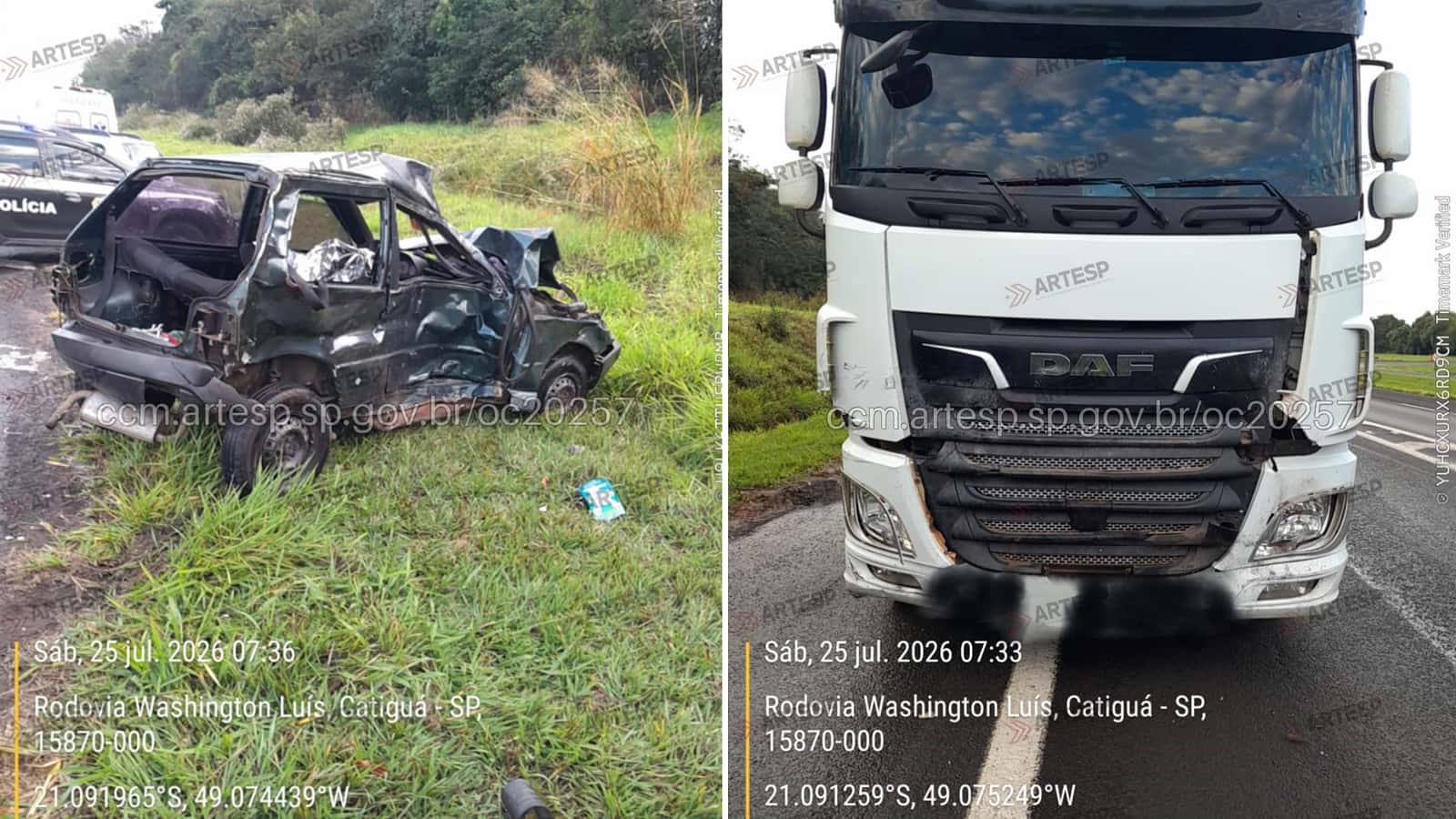 Morador de Tabapuã morre em acidente na Rodovia Washington Luís em Catiguá